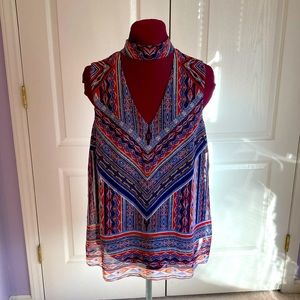 BOGO FREE** SUMMER SALE ALYX XL Multicolored Sleeveless Blouse choker neck.